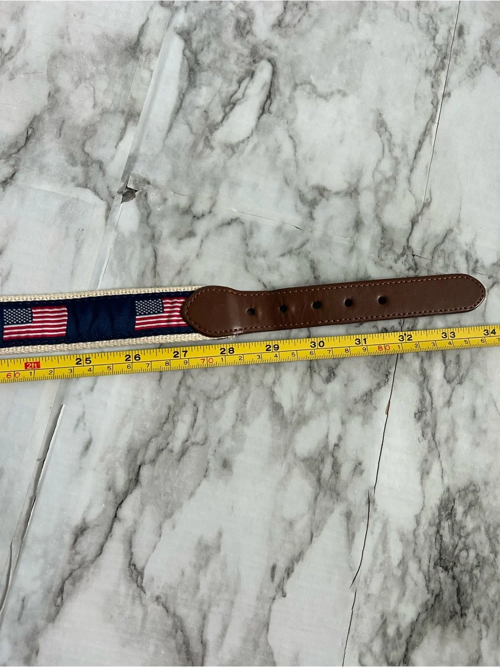 leather and canvas USA American Flag belt Kids youth L 30-32